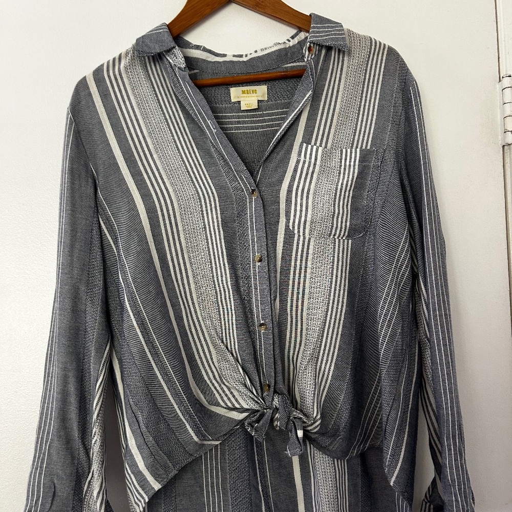 Maeve Blue and White Button Down